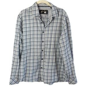 Duke’s Sportswear Men’s Blue / Gray Plaid Long Sleeve Shirt Size Large